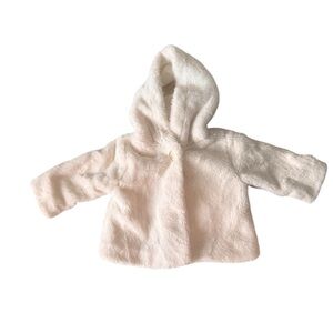 Old Navy faux fur jacket coat Cozy Cream Hooded Baby Jacket size 6-12 months